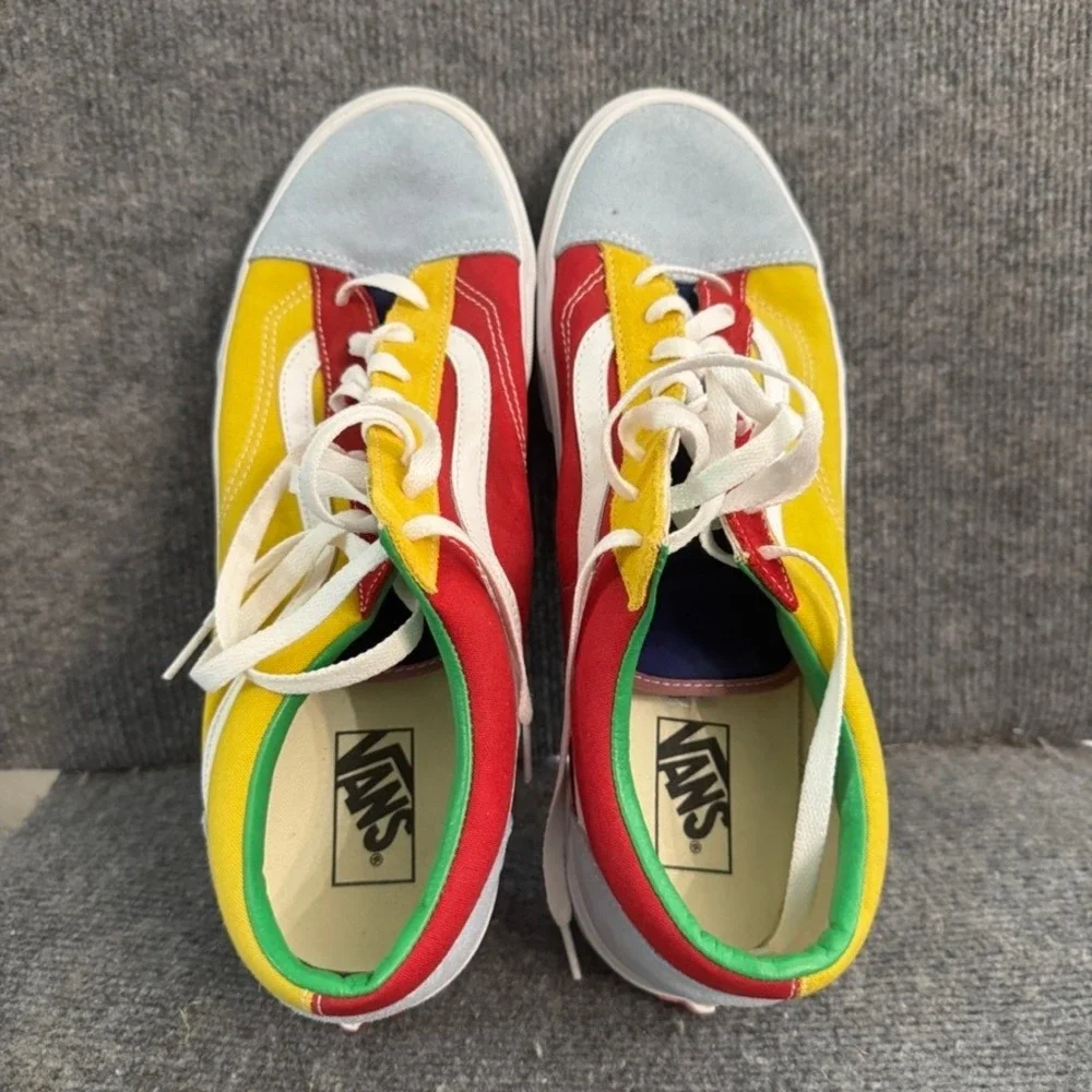 Vans Old Skool Multi Color Block Red Yellow Blue Green Suede Canvas Sneakers 13